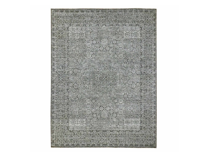 9'0" x 11'11" New Hand Knotted Grey Wool Rectangle Oriental Rug - MOA10276553