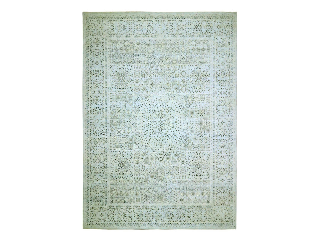 10'0" x 14'2" New Hand Knotted Grey Wool Rectangle Oriental Rug - MOA10276554
