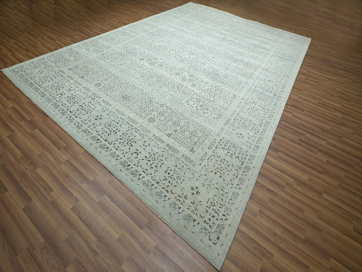 10'0" x 14'2" New Hand Knotted Grey Wool Rectangle Oriental Rug - MOA10276554