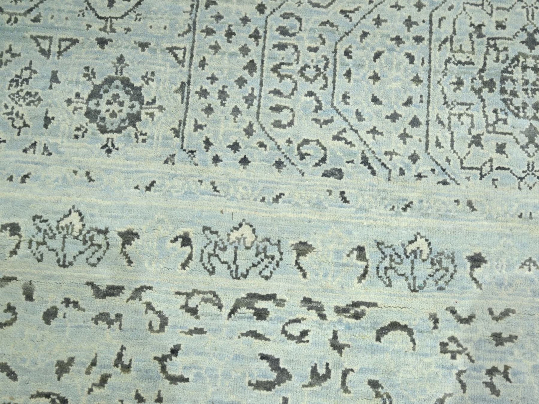 10'0" x 14'2" New Hand Knotted Grey Wool Rectangle Oriental Rug - MOA10276554