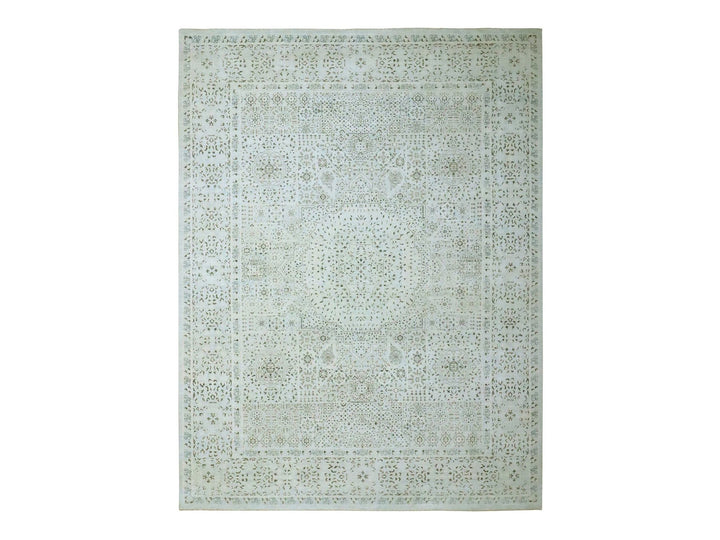 9'1" x 12'0" New Hand Knotted Blue Wool Rectangle Oriental Rug - MOA10276555