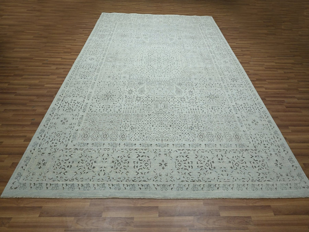 9'1" x 12'0" New Hand Knotted Blue Wool Rectangle Oriental Rug - MOA10276555