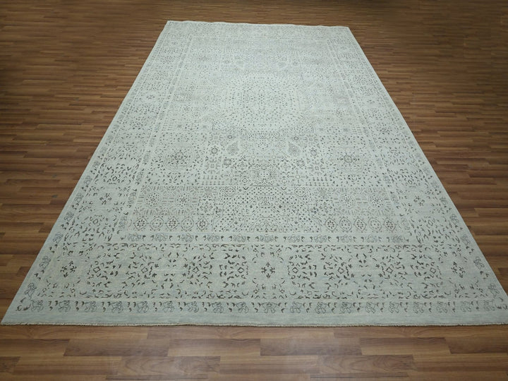 9'1" x 12'0" New Hand Knotted Blue Wool Rectangle Oriental Rug - MOA10276555