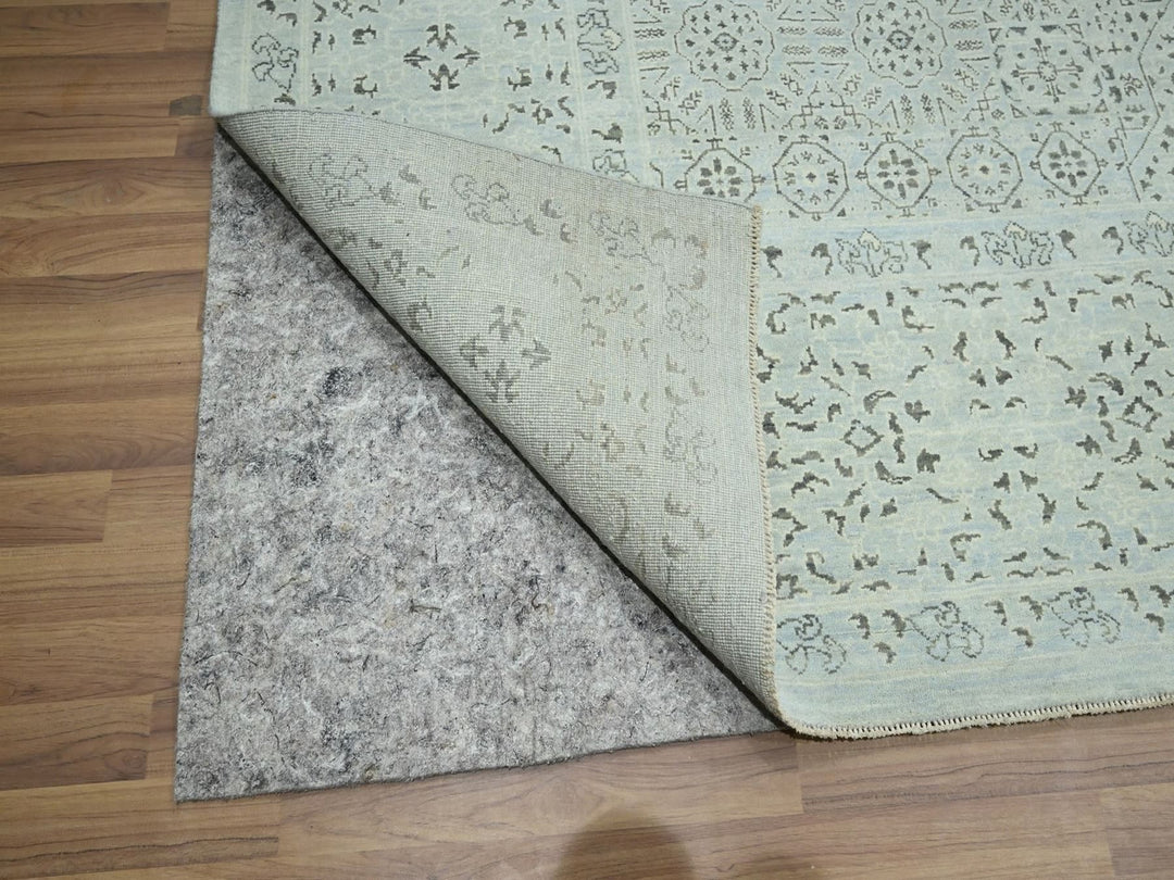 9'1" x 12'0" New Hand Knotted Blue Wool Rectangle Oriental Rug - MOA10276555