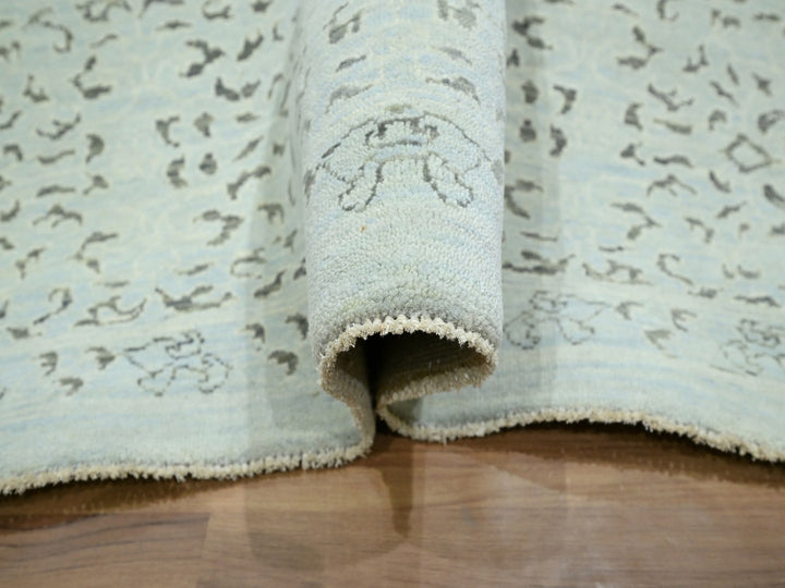 9'1" x 12'0" New Hand Knotted Blue Wool Rectangle Oriental Rug - MOA10276555