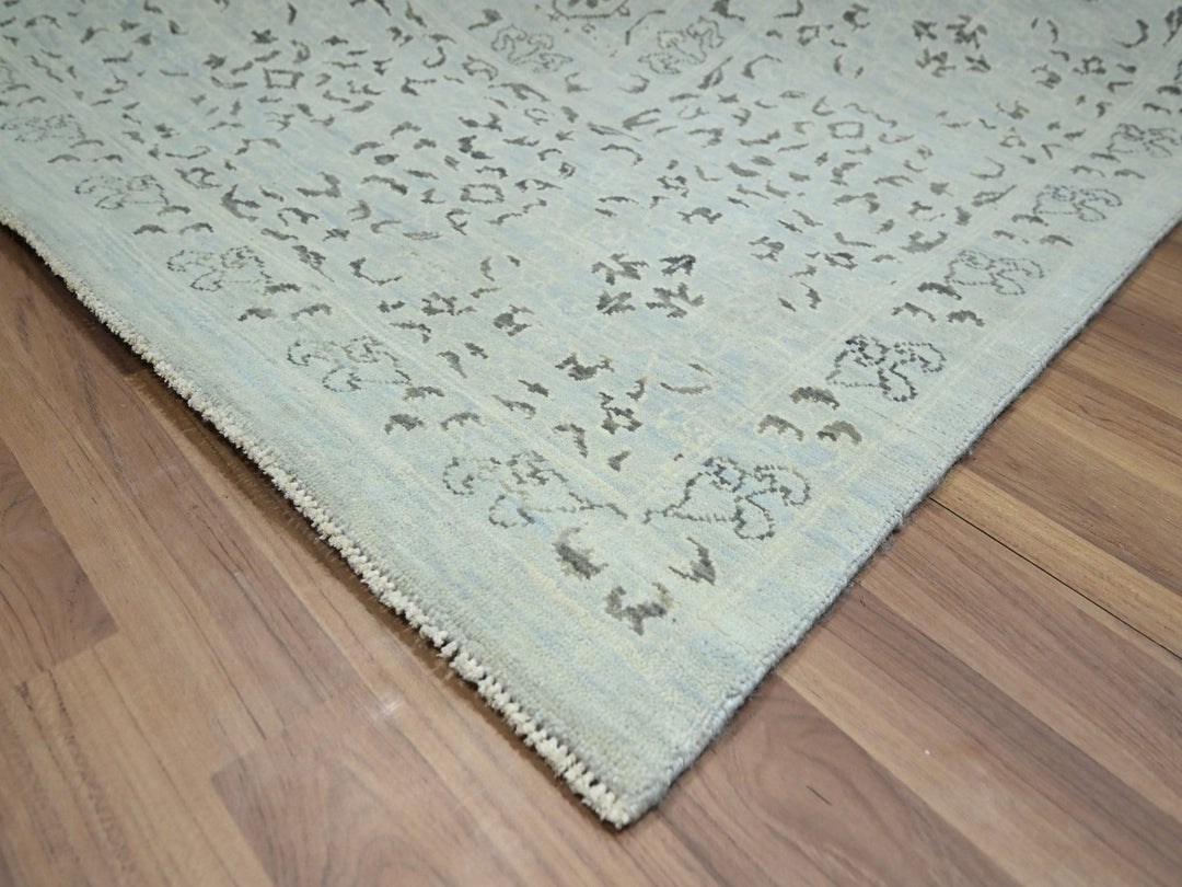 9'1" x 12'0" New Hand Knotted Blue Wool Rectangle Oriental Rug - MOA10276555