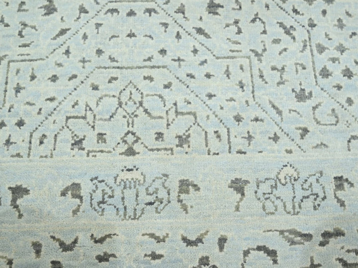 9'1" x 12'0" New Hand Knotted Blue Wool Rectangle Oriental Rug - MOA10276555