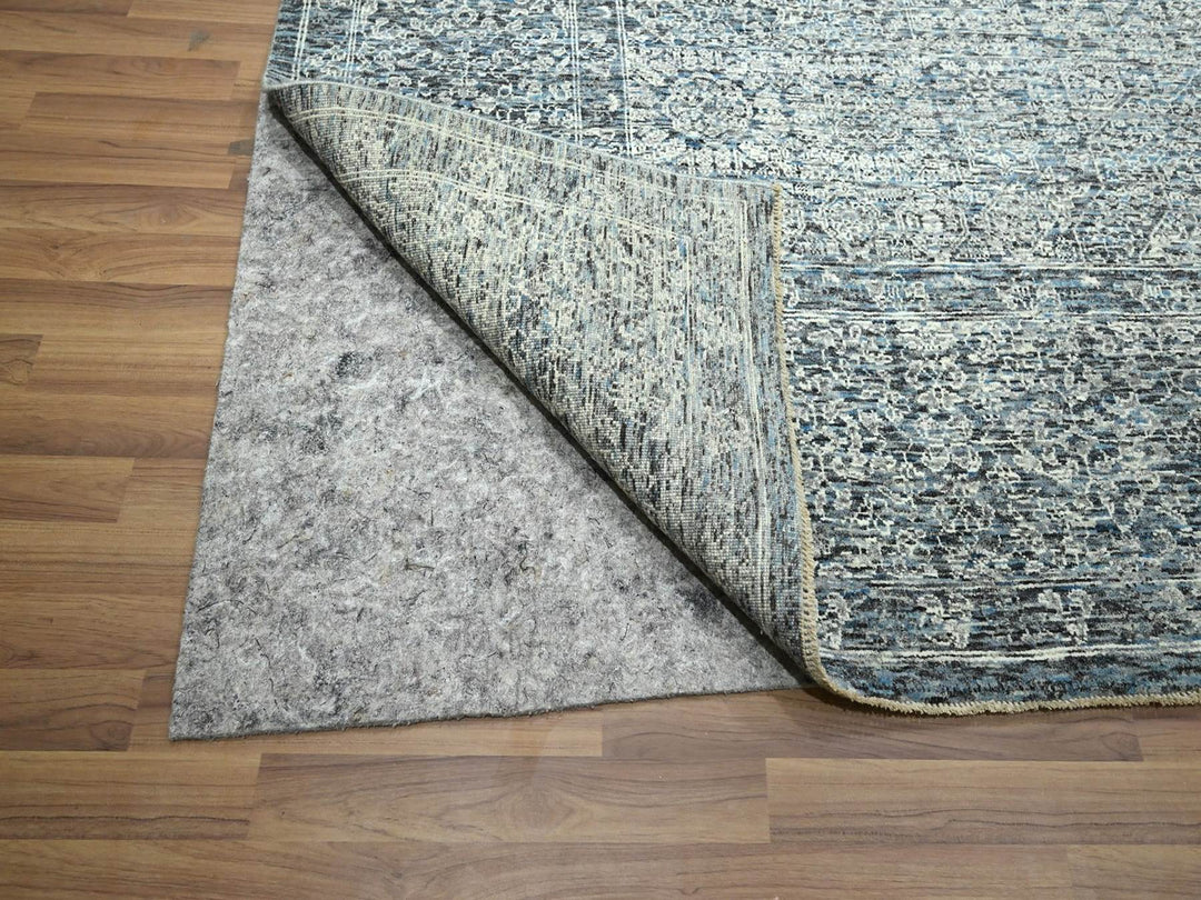 9'0" x 12'1" New Hand Knotted Blue Wool Rectangle Oriental Rug - MOA10276556