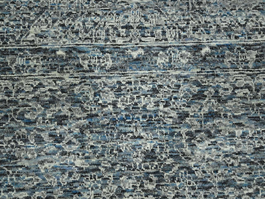 9'0" x 12'1" New Hand Knotted Blue Wool Rectangle Oriental Rug - MOA10276556