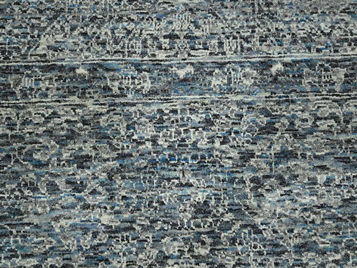 9'0" x 12'1" New Hand Knotted Blue Wool Rectangle Oriental Rug - MOA10276556