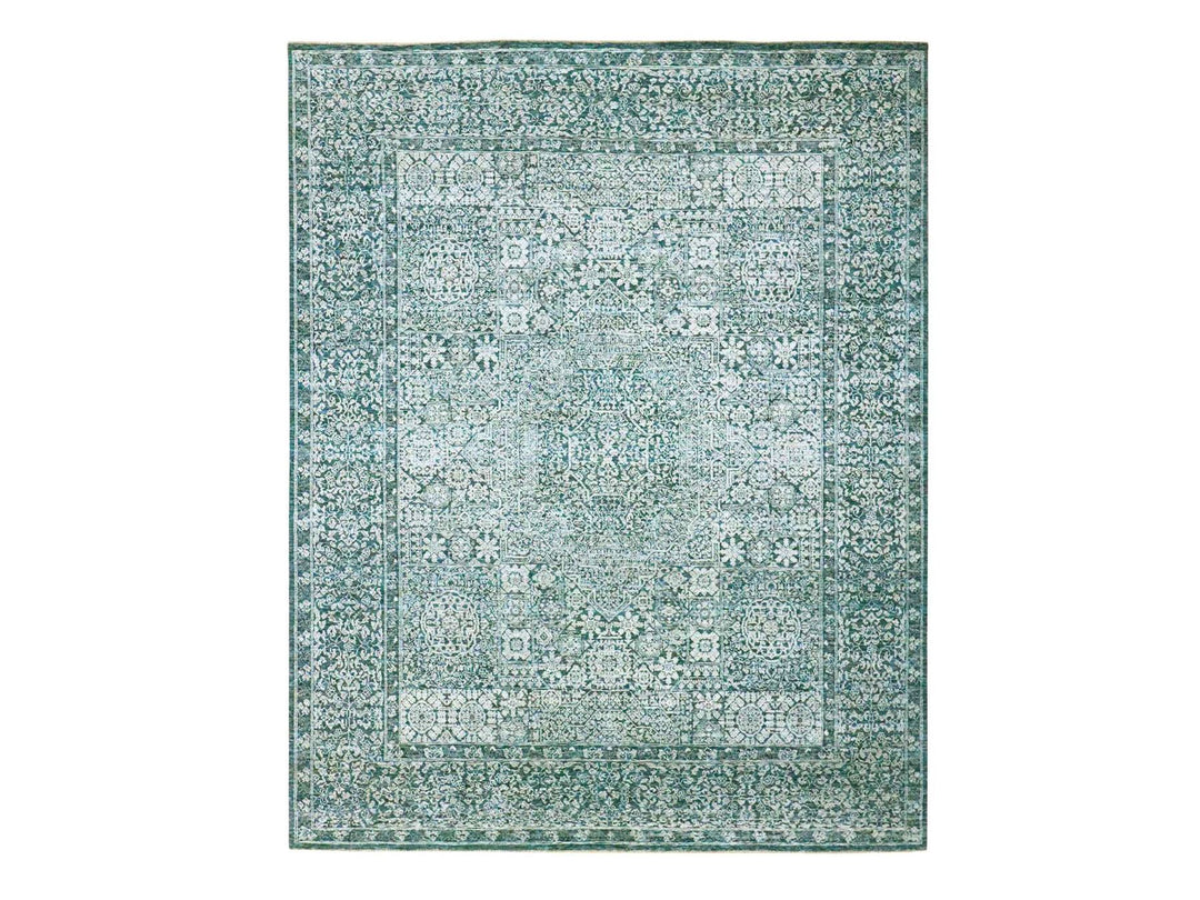 8'0" x 10'1" New Hand Knotted Blue Wool Rectangle Oriental Rug - MOA10276559