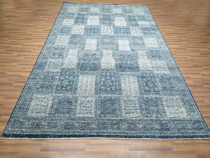 8'0" x 10'1" New Hand Knotted Blue Wool Rectangle Oriental Rug - MOA10276560