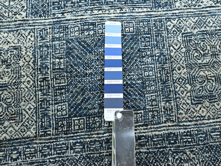 8'0" x 10'1" New Hand Knotted Blue Wool Rectangle Oriental Rug - MOA10276560
