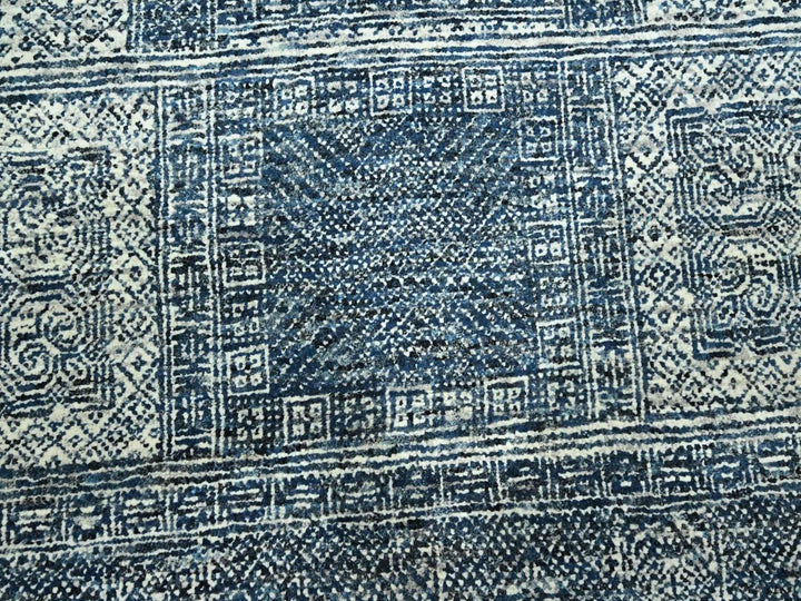 8'0" x 10'1" New Hand Knotted Blue Wool Rectangle Oriental Rug - MOA10276560