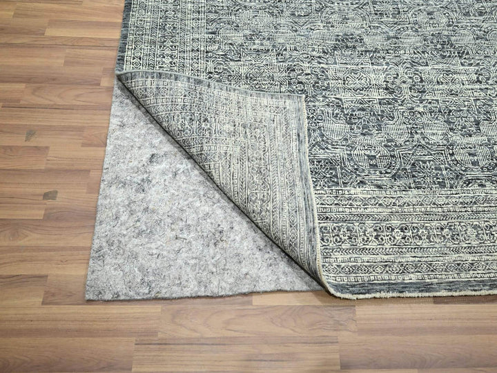 8'0" x 10'0" New Hand Knotted Grey Wool Rectangle Oriental Rug - MOA10276561
