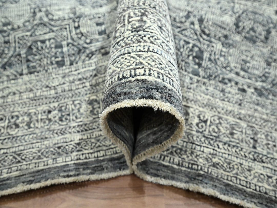 8'0" x 10'0" New Hand Knotted Grey Wool Rectangle Oriental Rug - MOA10276561