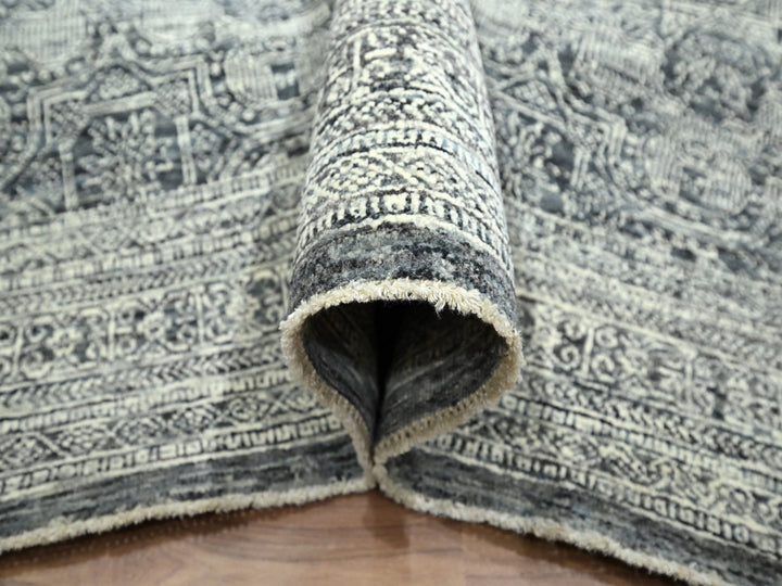 8'0" x 10'0" New Hand Knotted Grey Wool Rectangle Oriental Rug - MOA10276561