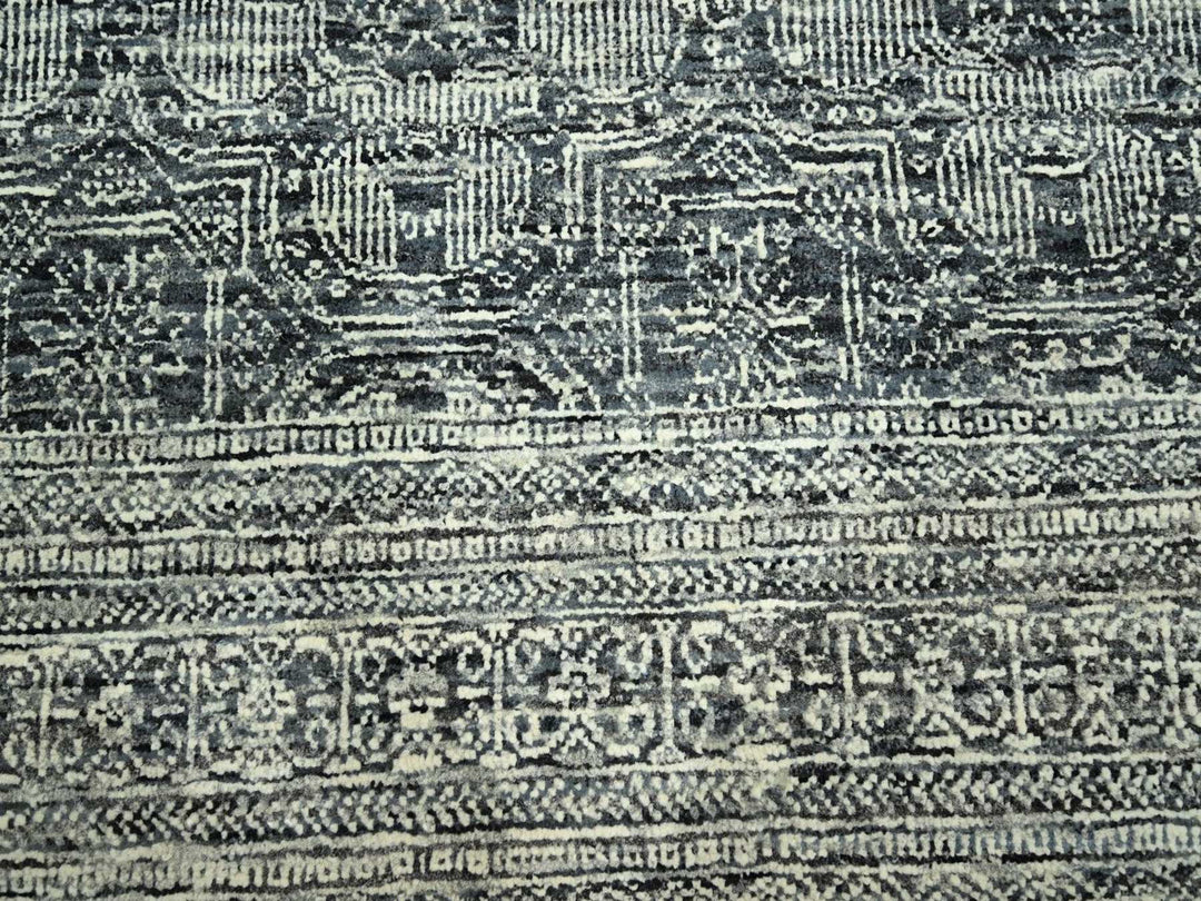 8'0" x 10'0" New Hand Knotted Grey Wool Rectangle Oriental Rug - MOA10276561