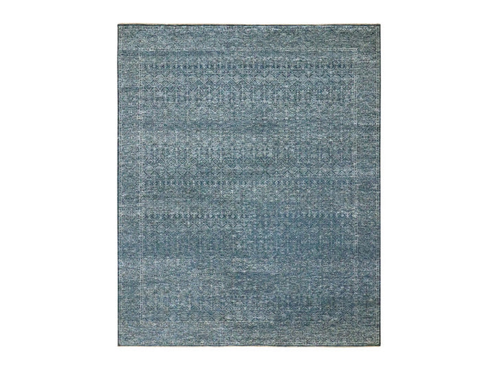 8'1" x 10'0" New Hand Knotted Blue Wool & Silk Rectangle Oriental Rug - MOA10276562