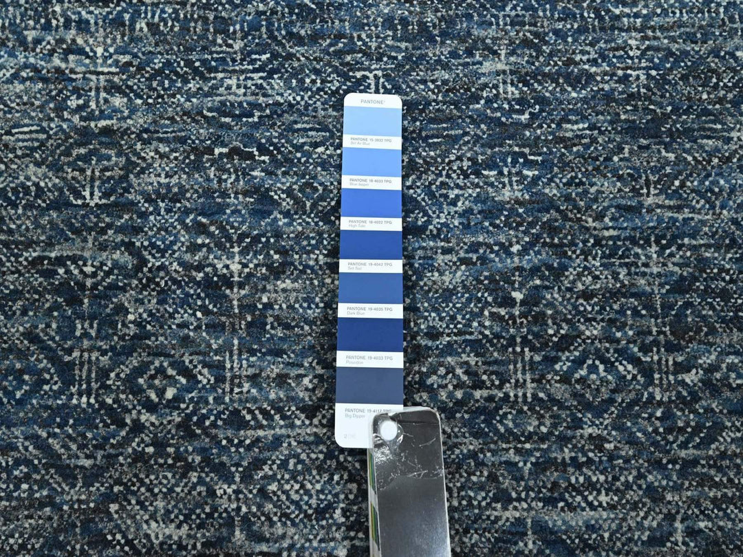 8'1" x 10'0" New Hand Knotted Blue Wool & Silk Rectangle Oriental Rug - MOA10276562
