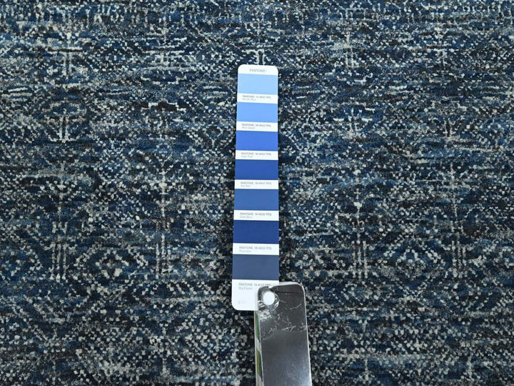 8'1" x 10'0" New Hand Knotted Blue Wool & Silk Rectangle Oriental Rug - MOA10276562