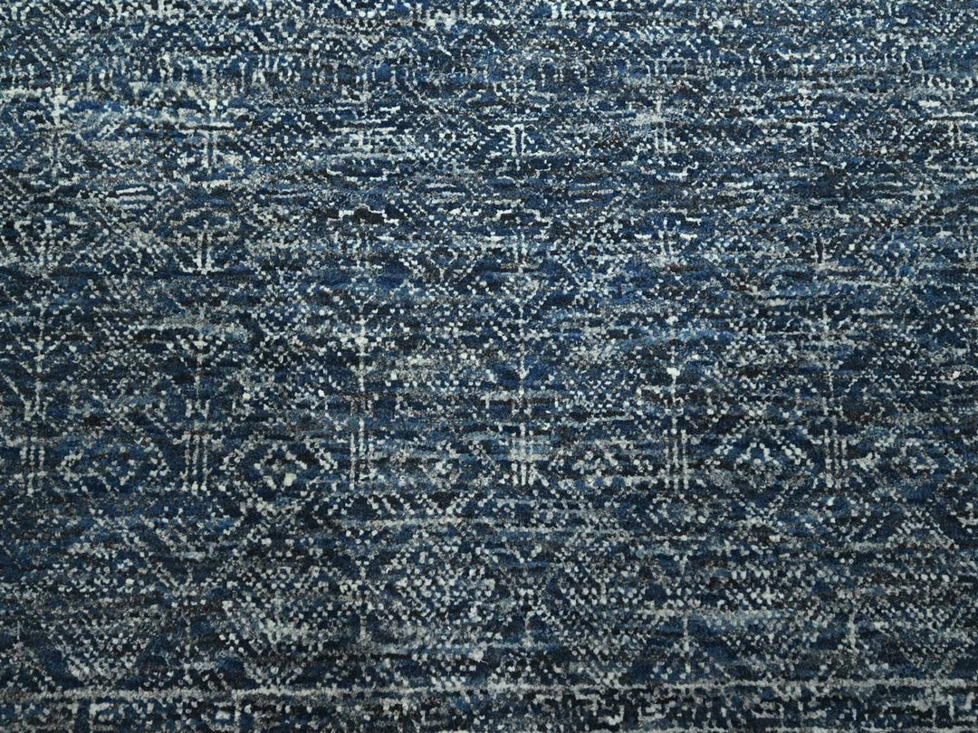 8'1" x 10'0" New Hand Knotted Blue Wool & Silk Rectangle Oriental Rug - MOA10276562