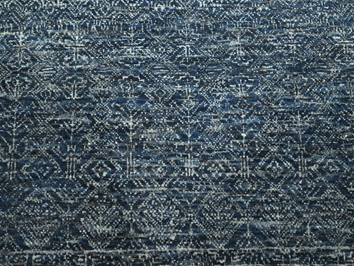 8'1" x 10'0" New Hand Knotted Blue Wool & Silk Rectangle Oriental Rug - MOA10276562