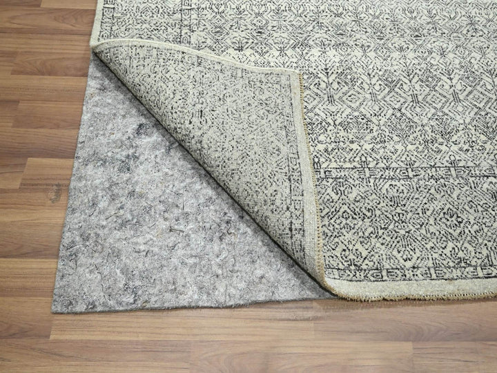 8'2" x 10'2" New Hand Knotted Ivory Wool Rectangle Oriental Rug - MOA10276563