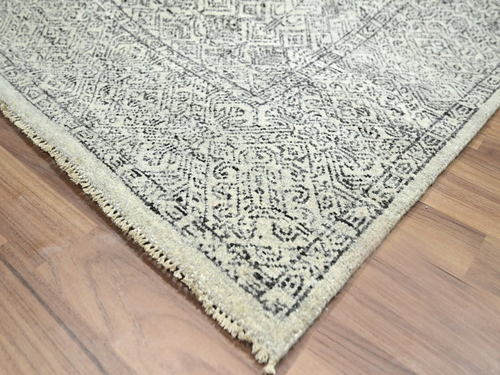 8'2" x 10'2" New Hand Knotted Ivory Wool Rectangle Oriental Rug - MOA10276563