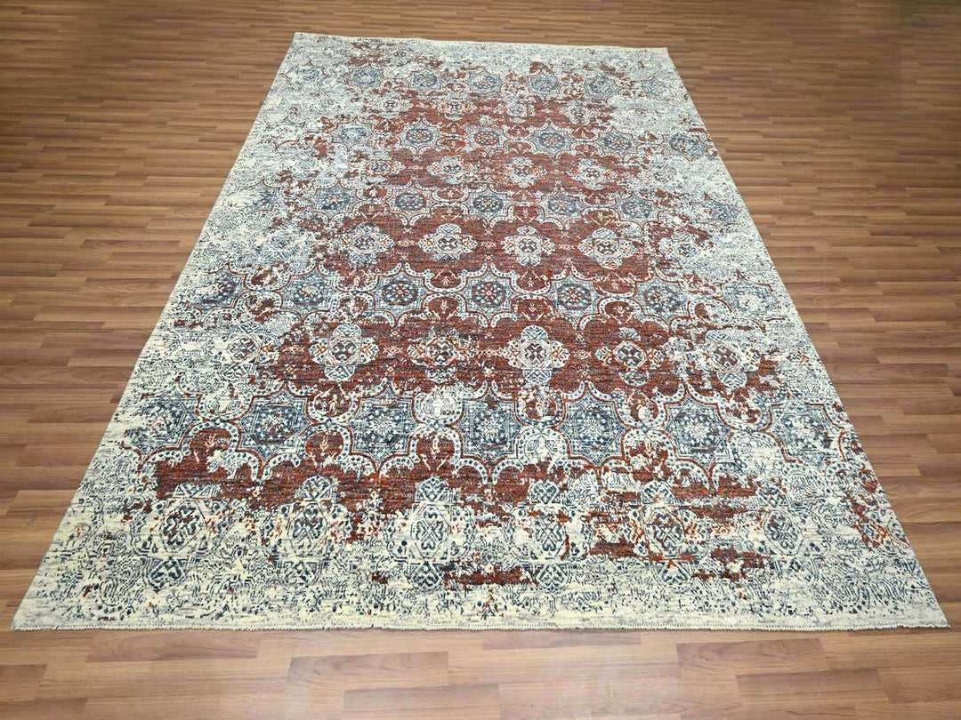 7'11" x 10'0" New Hand Knotted Red Wool Rectangle Oriental Rug - MOA10276564