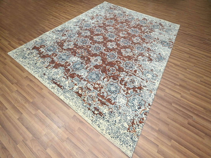 7'11" x 10'0" New Hand Knotted Red Wool Rectangle Oriental Rug - MOA10276564