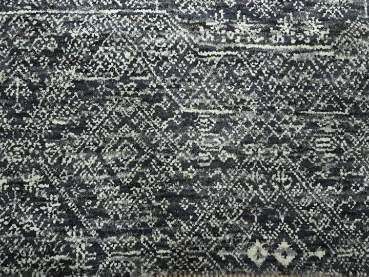 8'1" x 10'1" New Hand Knotted Grey Wool & Silk Rectangle Oriental Rug - MOA10276566