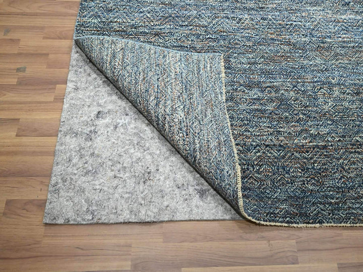 8'0" x 10'1" New Hand Knotted Blue Wool Rectangle Oriental Rug - MOA10276567