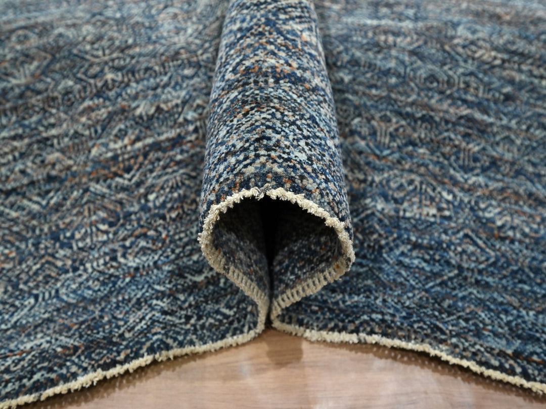 8'0" x 10'1" New Hand Knotted Blue Wool Rectangle Oriental Rug - MOA10276567