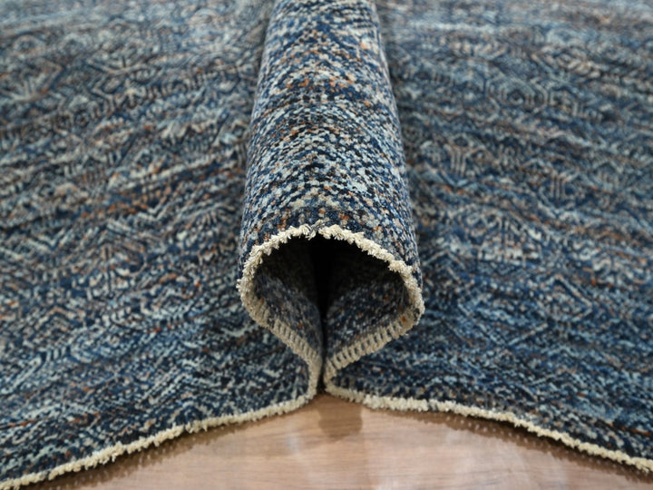 8'0" x 10'1" New Hand Knotted Blue Wool Rectangle Oriental Rug - MOA10276567