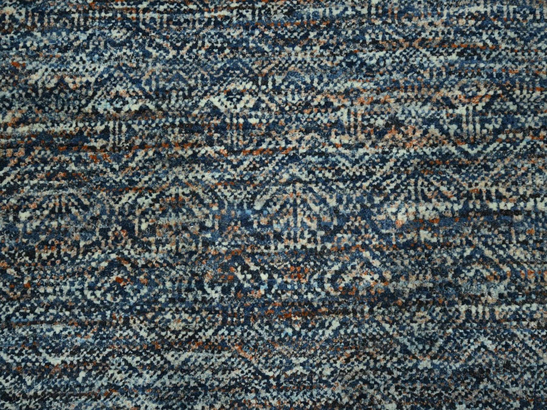 8'0" x 10'1" New Hand Knotted Blue Wool Rectangle Oriental Rug - MOA10276567