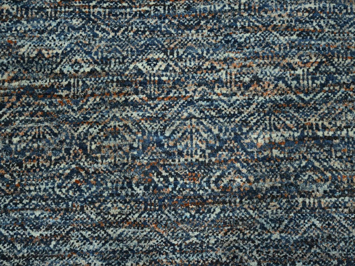 8'0" x 10'1" New Hand Knotted Blue Wool Rectangle Oriental Rug - MOA10276567