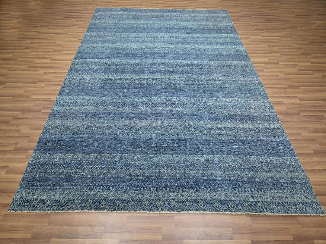 8'3" x 9'10" New Hand Knotted Blue Wool Rectangle Oriental Rug - MOA10276568