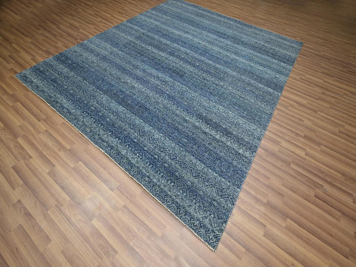 8'3" x 9'10" New Hand Knotted Blue Wool Rectangle Oriental Rug - MOA10276568
