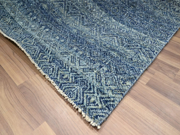 8'3" x 9'10" New Hand Knotted Blue Wool Rectangle Oriental Rug - MOA10276568