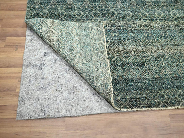 8'1" x 10'0" New Hand Knotted Teal Wool Rectangle Oriental Rug - MOA10276569