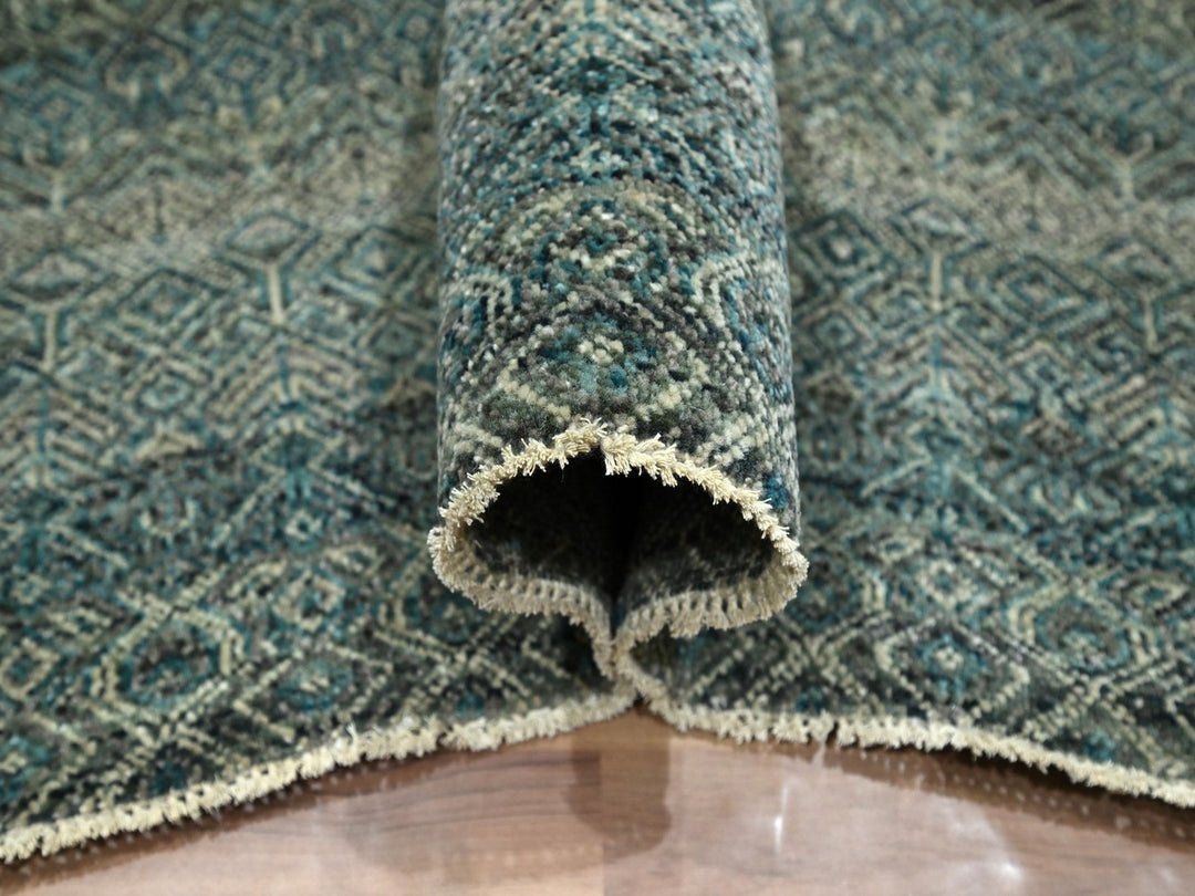 8'1" x 10'0" New Hand Knotted Teal Wool Rectangle Oriental Rug - MOA10276569