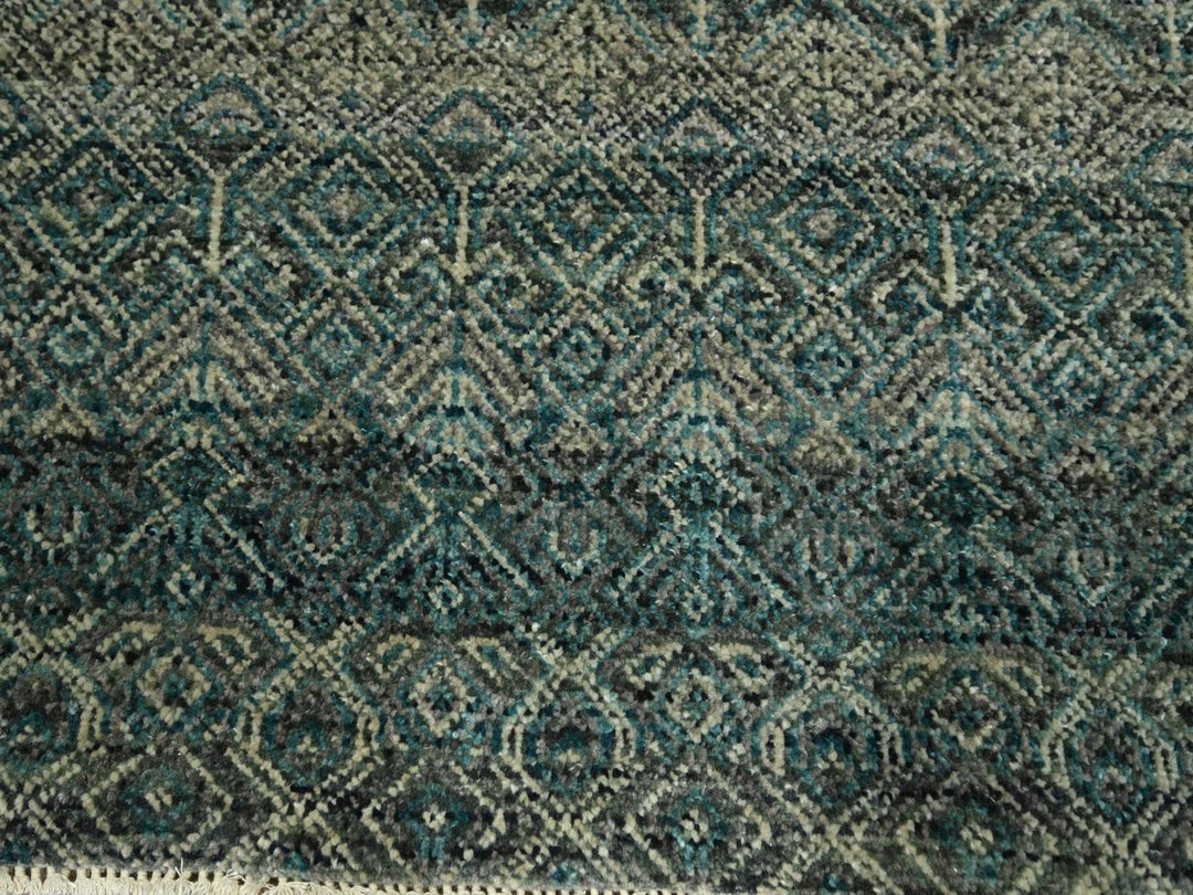 8'1" x 10'0" New Hand Knotted Teal Wool Rectangle Oriental Rug - MOA10276569
