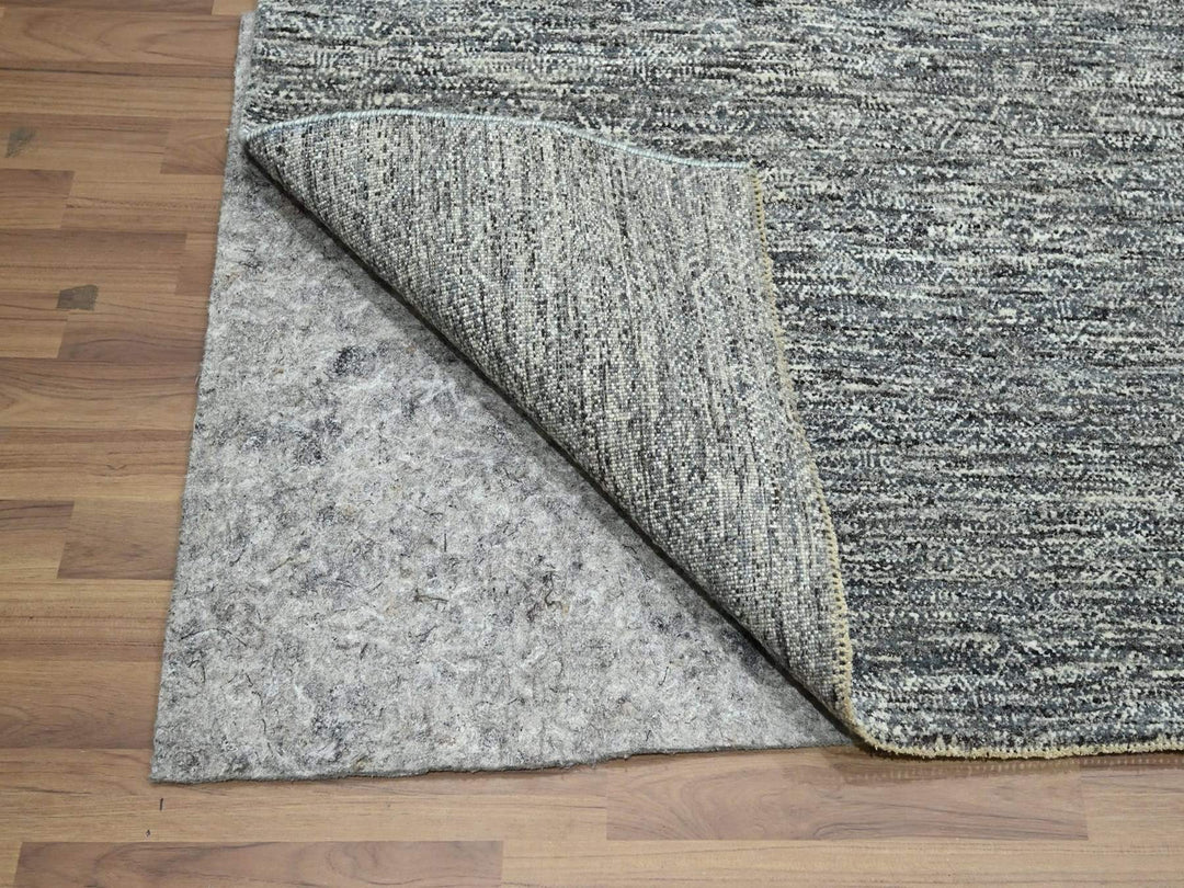 8'0" x 10'0" New Hand Knotted Grey Wool Rectangle Oriental Rug - MOA10276571