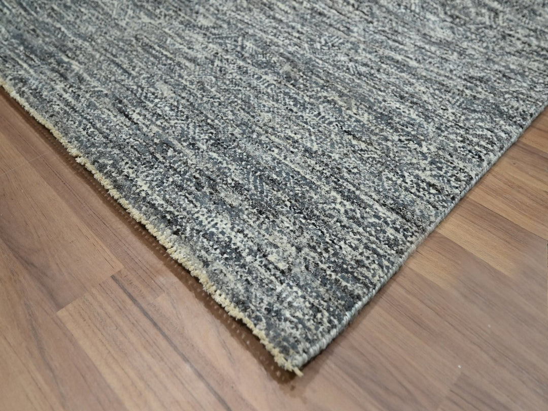 8'0" x 10'0" New Hand Knotted Grey Wool Rectangle Oriental Rug - MOA10276571