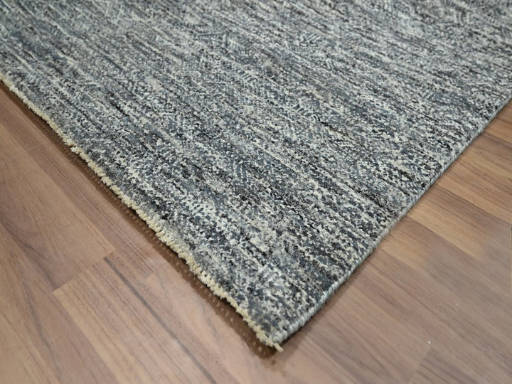 8'0" x 10'0" New Hand Knotted Grey Wool Rectangle Oriental Rug - MOA10276571