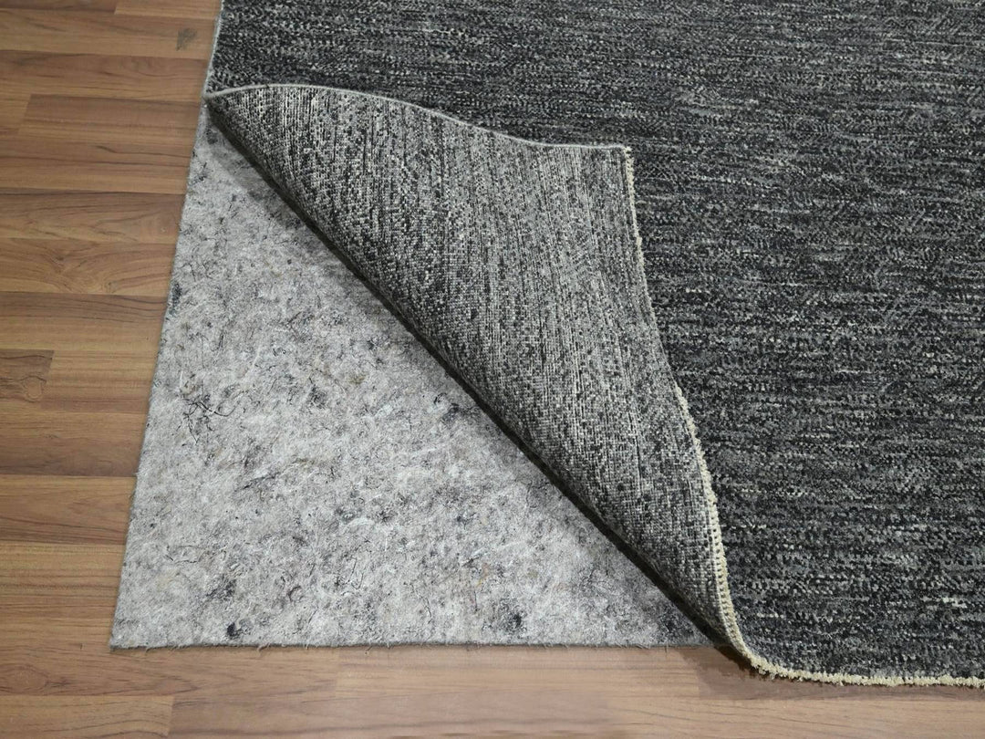 8'1" x 10'1" New Hand Knotted Grey Wool Rectangle Oriental Rug - MOA10276572