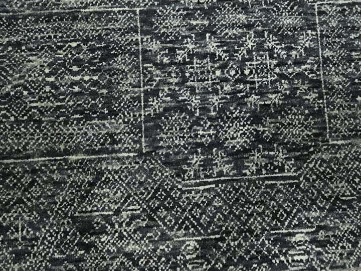7'10" x 10'0" New Hand Knotted Grey Wool & Silk Rectangle Oriental Rug - MOA10276573
