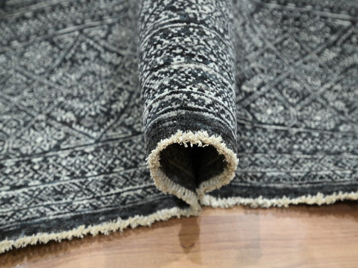 8'2" x 10'2" New Hand Knotted Black Wool & Silk Rectangle Oriental Rug - MOA10276574