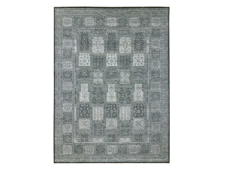 8'10" x 11'11" New Hand Knotted Grey Wool Rectangle Oriental Rug - MOA10276575